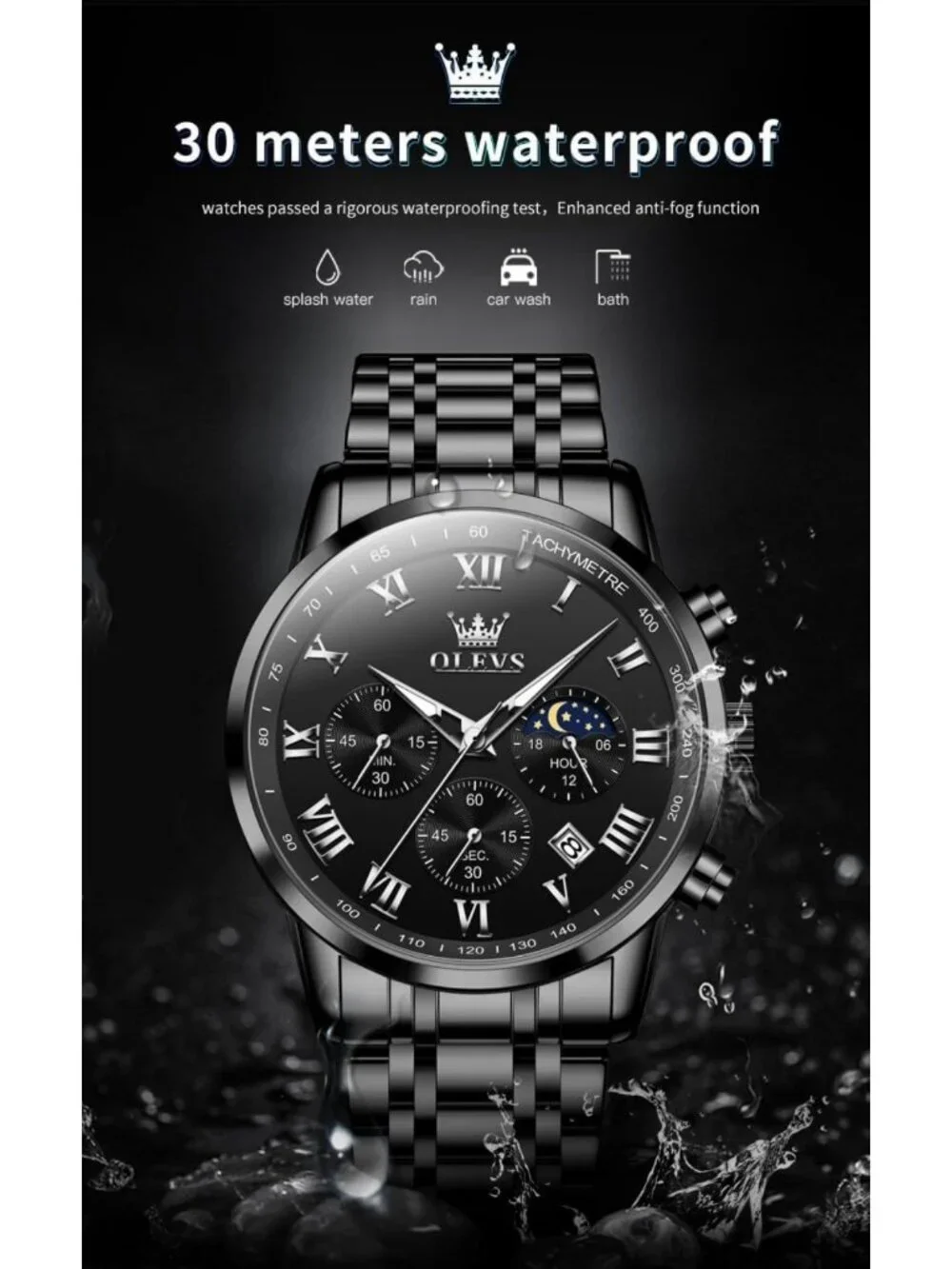 Stylish Big Face Stainless Steel Analog Watch for Men | Luxury Multifunctional